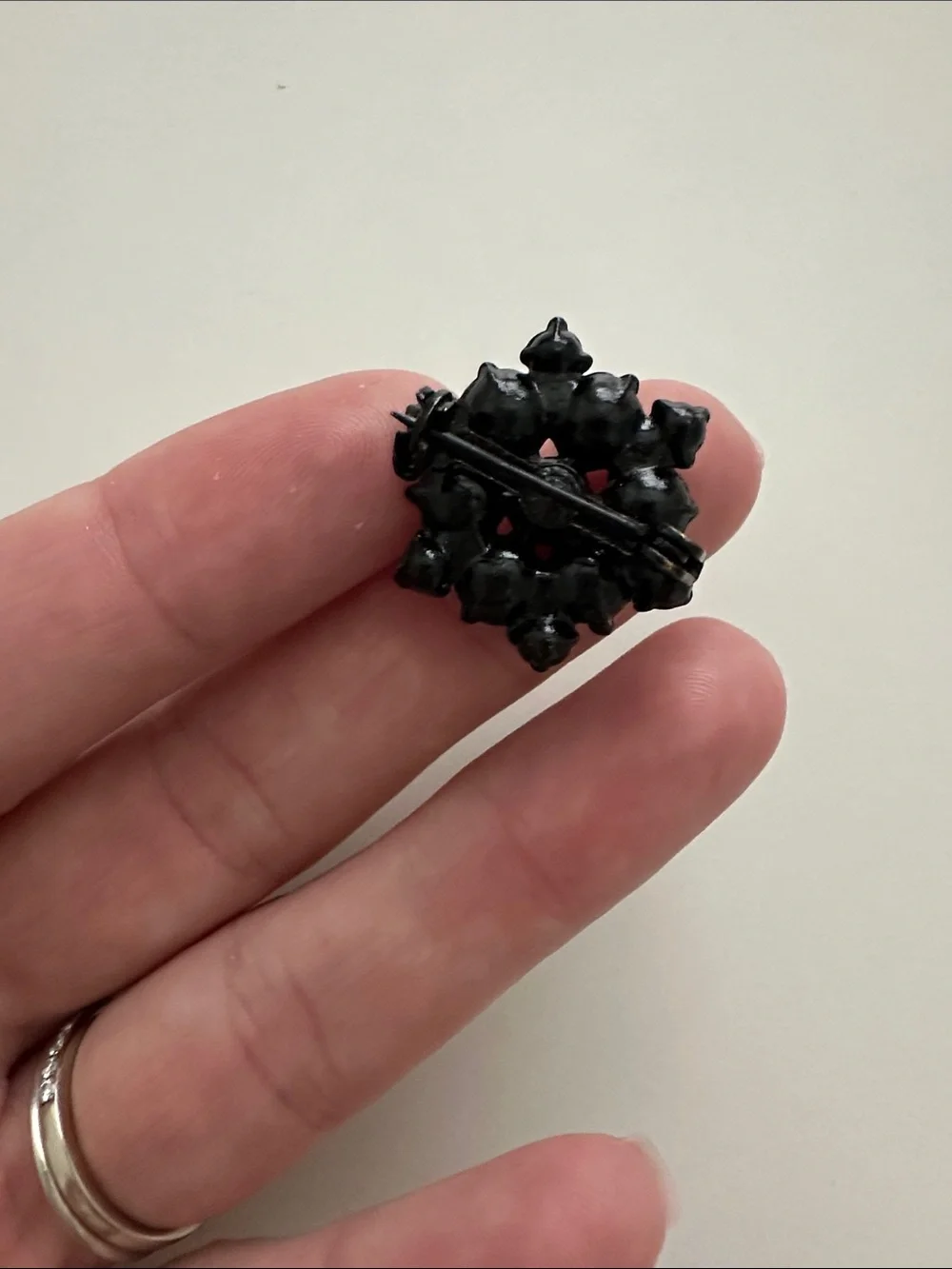 Vintage Clear Crystal Cluster Brooch in Black Setting